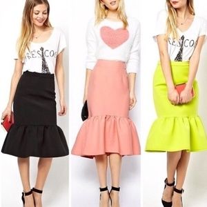 ASOS Premium Pencil Skirt In Scuba With Peplum